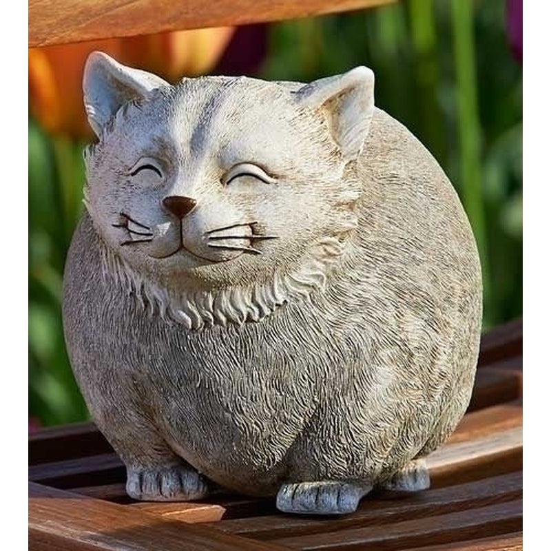 Polyresin Garden Pudgy Cat Statue || Home or Garden Decor