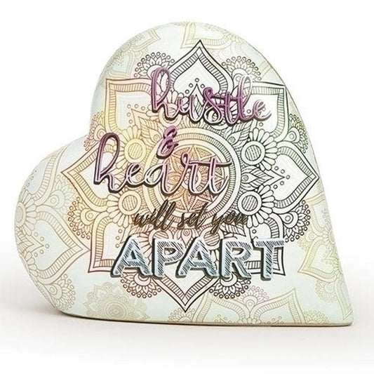 Polyresin Heart Music Statue "Hustle & Heart Will Set You Apart"-Nature's Treasures