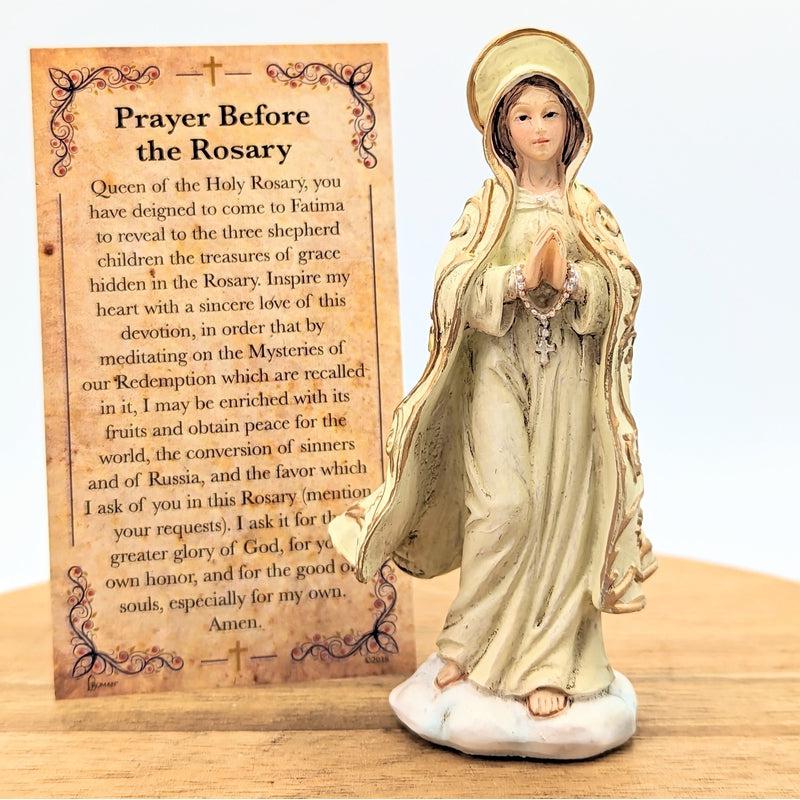 Polyresin Our Lady Of Fatima Statue Figurine "The Lady Of The Rosary"-Nature's Treasures