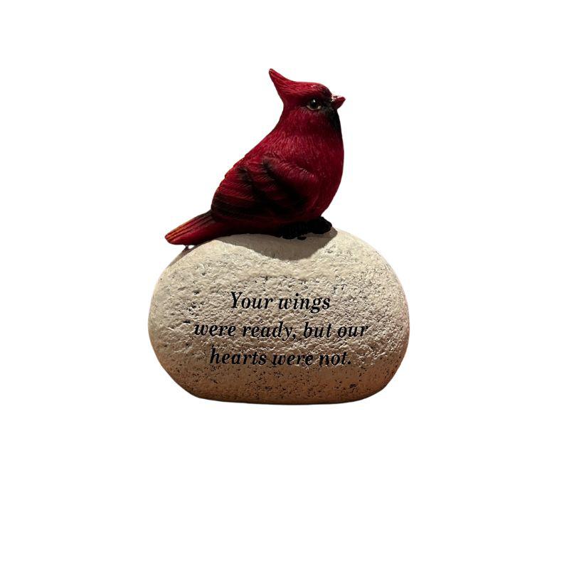 Polyresin Red Cardinal Bird On Bolder Statue || Uplifting Quotes-Nature's Treasures