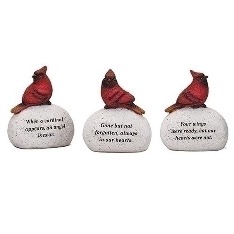 Polyresin Red Cardinal Bird On Bolder Statue || Uplifting Quotes-Nature's Treasures