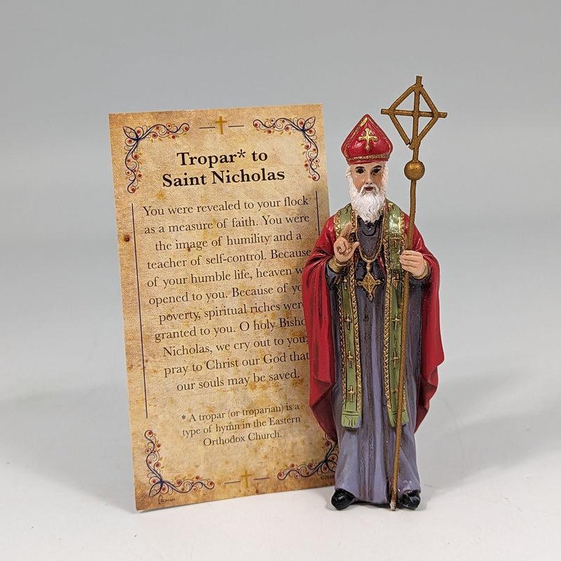 Polyresin St. Nicholas Statue Figurine "Children, Brides, Travel"-Nature's Treasures
