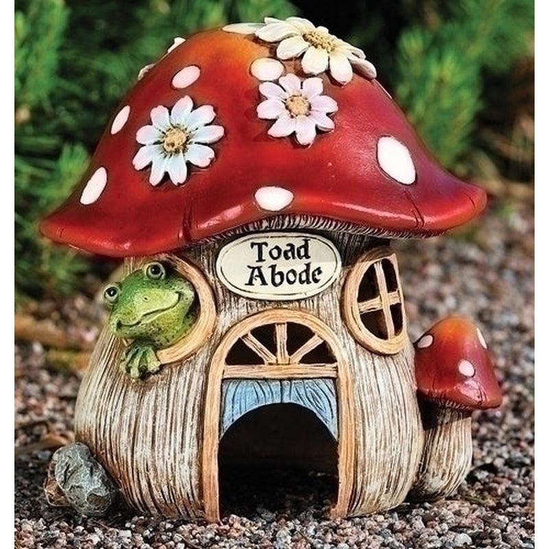 Polyresin Toad Abode With Daisy's Mushroom Garden Fairy House-Nature's Treasures