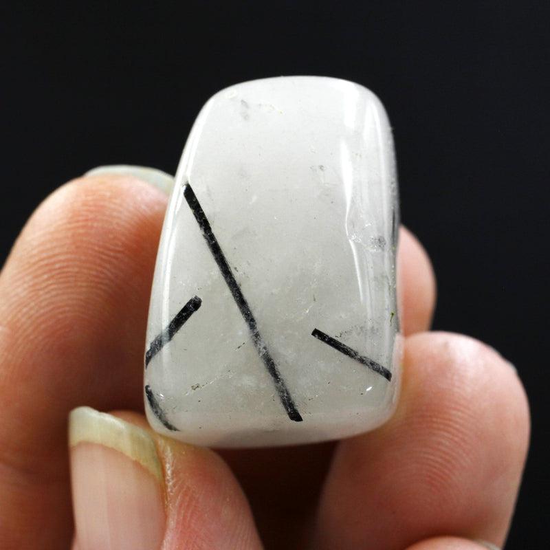 Quartz with Tourmaline Tumbled Stone-Nature's Treasures
