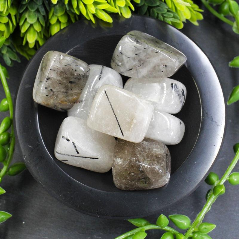 Quartz with Tourmaline Tumbled Stone-Nature's Treasures
