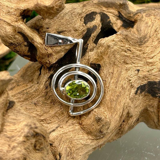 Reiki Symbol "Cho Ku Rei" Faceted Peridot Pendant || .925 Sterling Silver-Nature's Treasures