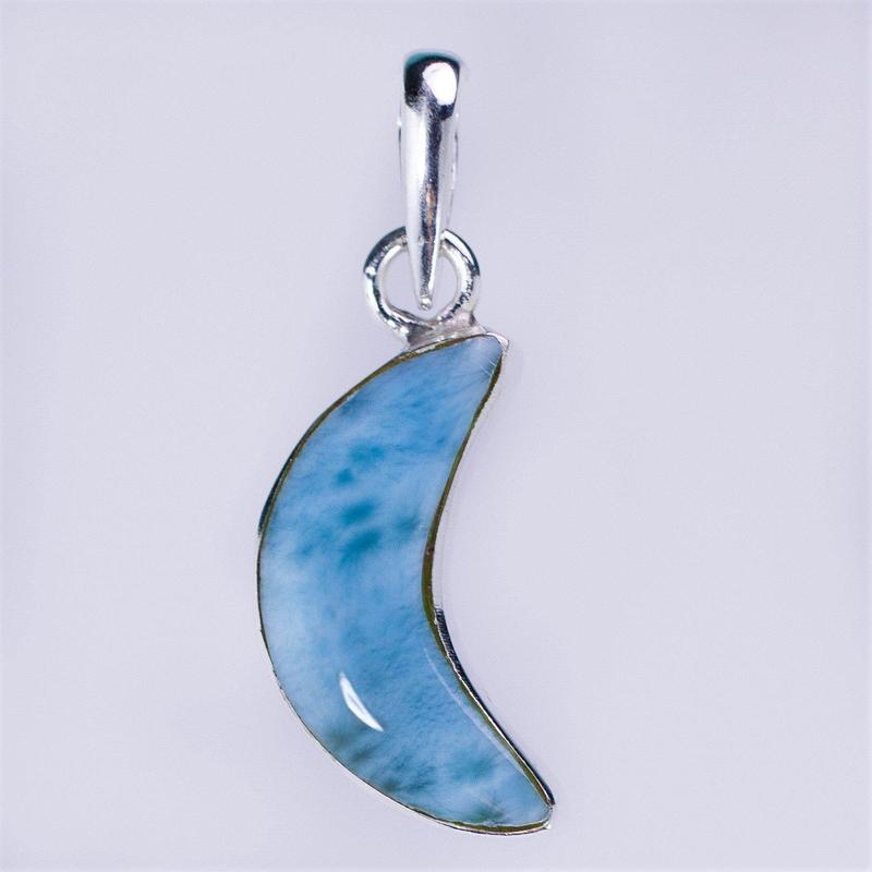 Reversible Moon Blue And Pink Larimar Pendant || .925 Sterling Silver-Nature's Treasures