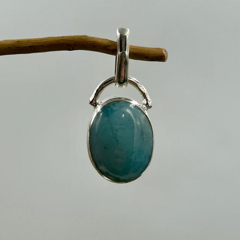 Reversible Oval Blue And Pink Larimar Pendant || .925 Sterling Silver-Nature's Treasures