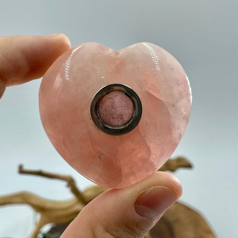 Rose Quartz Crystal Heart Pipe-Nature's Treasures