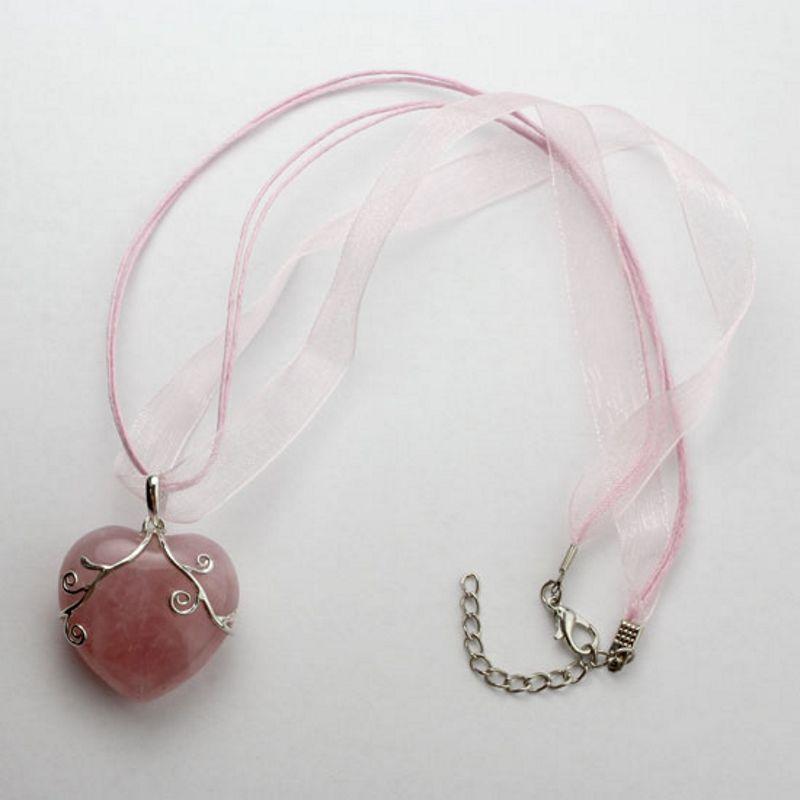 Rose Quartz Heart Candy Pendant || .925 Sterling Silver-Nature's Treasures