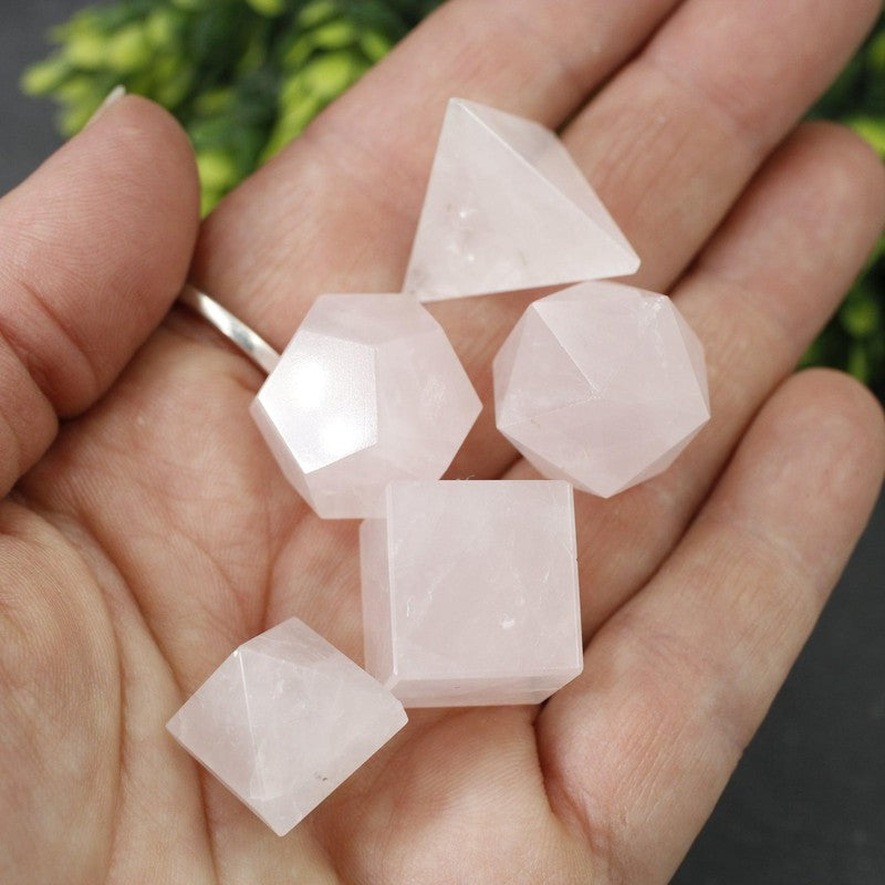 Rose Quartz Platonic Solids Sacred Geometry Shape Set-Nature's Treasures