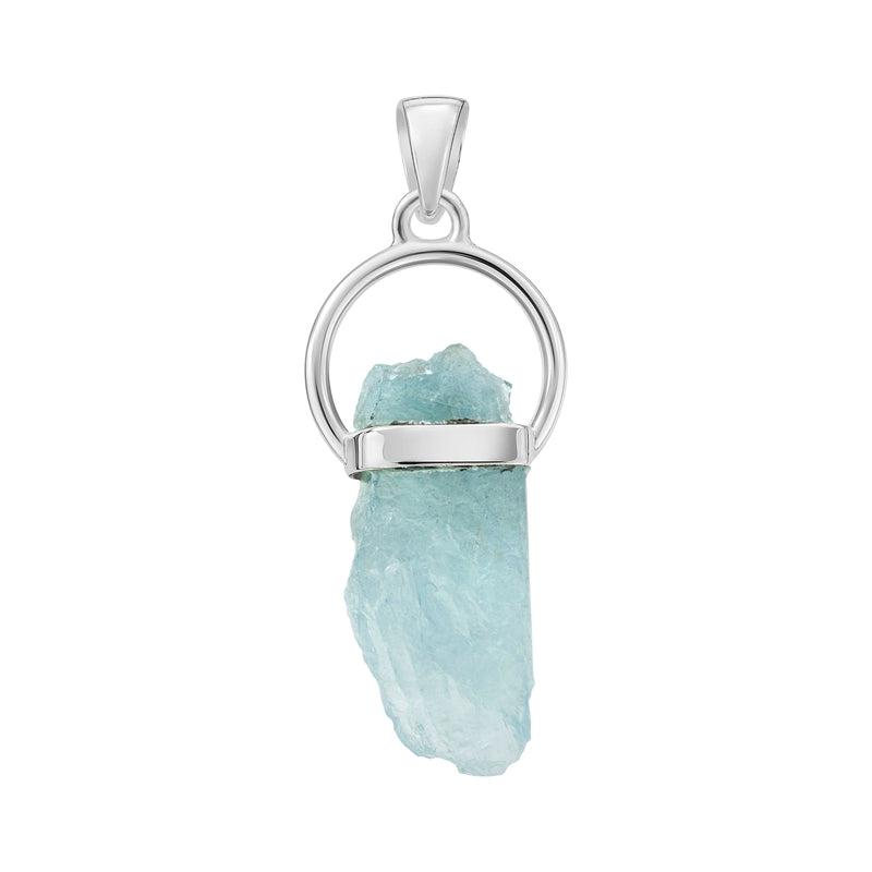 Rough Aquamarine Crystal Pendant || .925 Sterling Silver-Nature's Treasures