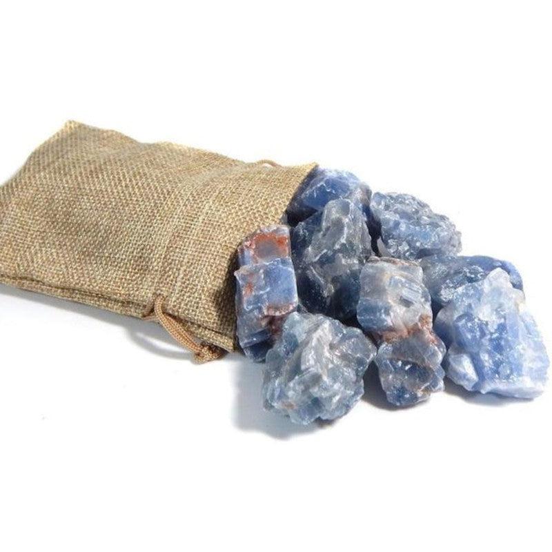 Rough Blue Calcite in 6oz Burlap Bag || Mexico-Nature's Treasures