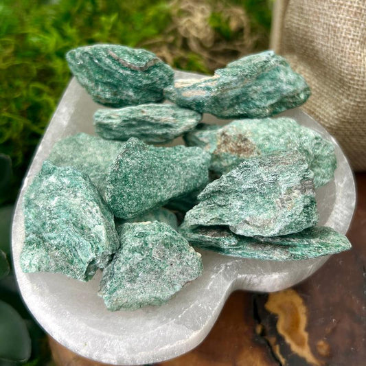 Rough Fuchsite Stones in 6oz Burlap Bag || Brazil-Nature's Treasures