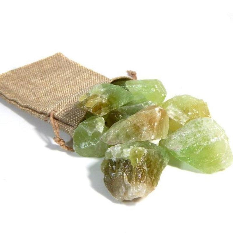 Rough Green Calcite in 6oz Burlap Bag || Mexico-Nature's Treasures