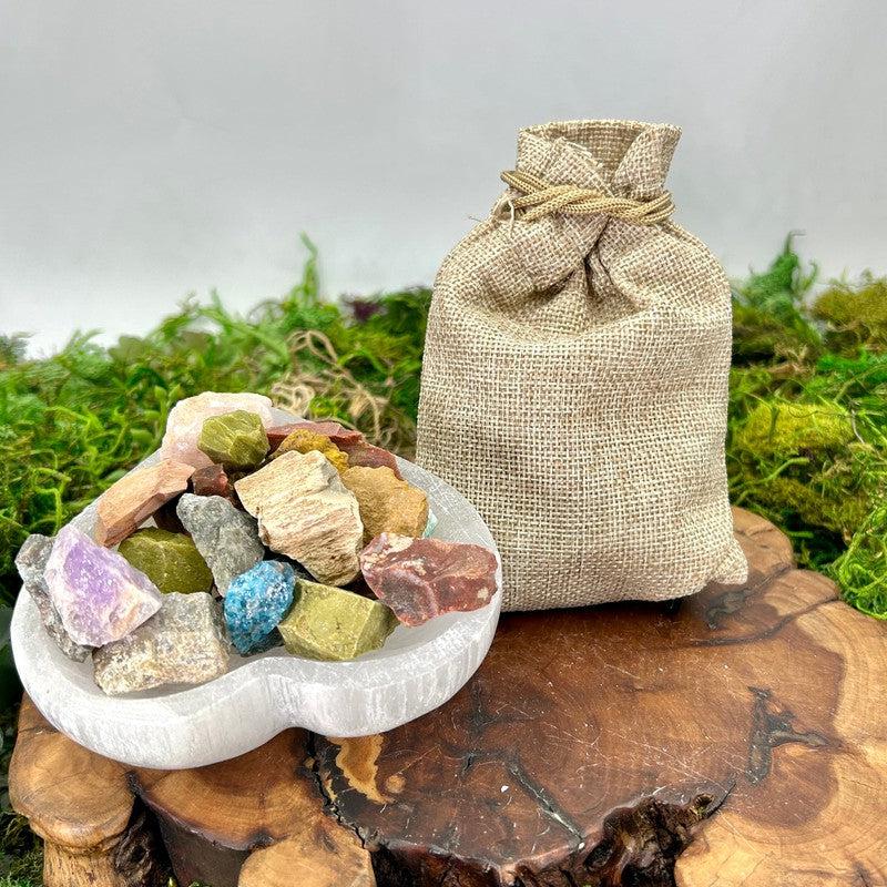 Rough Mix Stones in 6oz Burlap Bag || Madagascar-Nature's Treasures