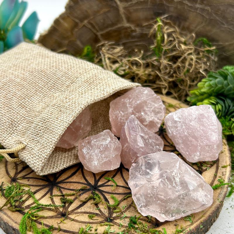 Rough Rose Quartz In 6oz Burlap Bag || Madagascar-Nature's Treasures