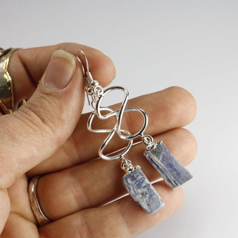 Rough Stone Infinity Earrings || Silver Plated French Hook-Nature's Treasures