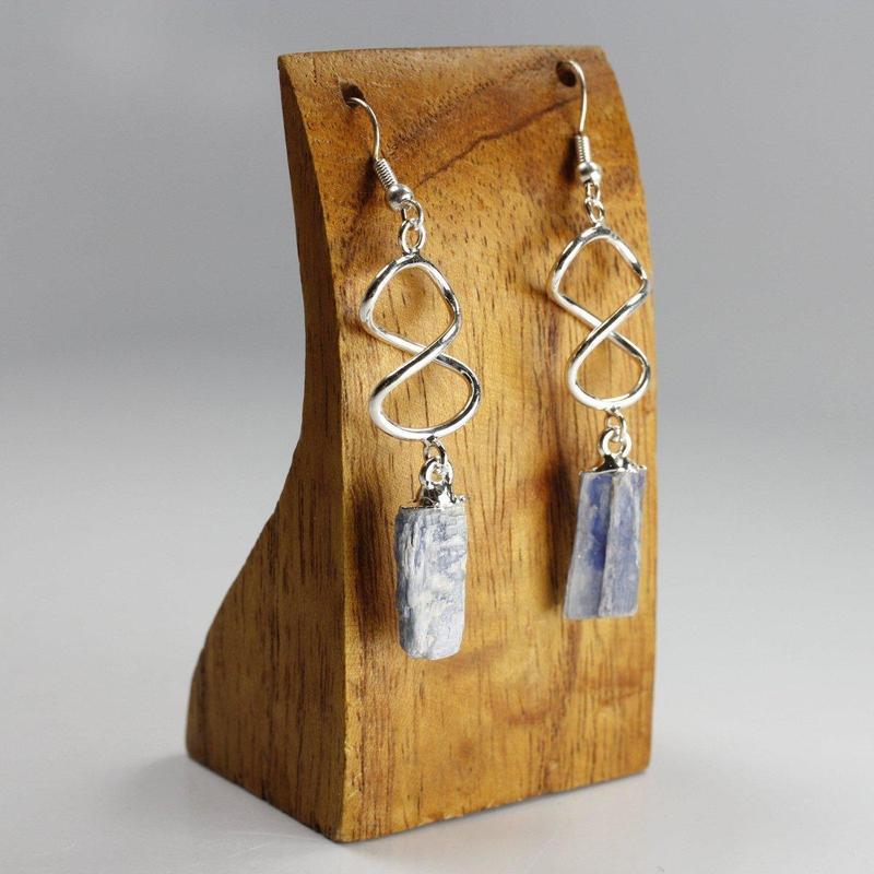 Rough Stone Infinity Earrings || Silver Plated French Hook-Nature's Treasures