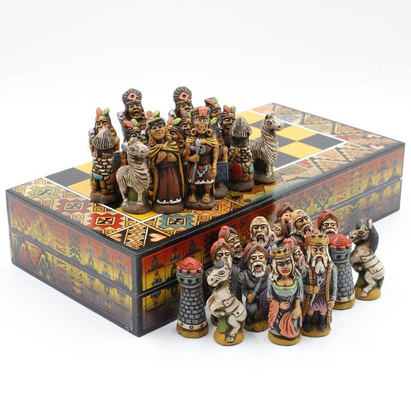 SHOW PRODUCT: Authentic, Hand-Made, Travel Size Peruvian Chess Boards-Nature's Treasures