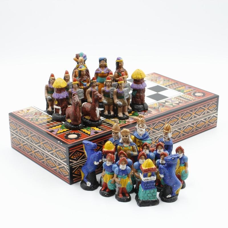 SHOW PRODUCT: Authentic, Hand-Made, Travel Size Peruvian Chess Boards-Nature's Treasures