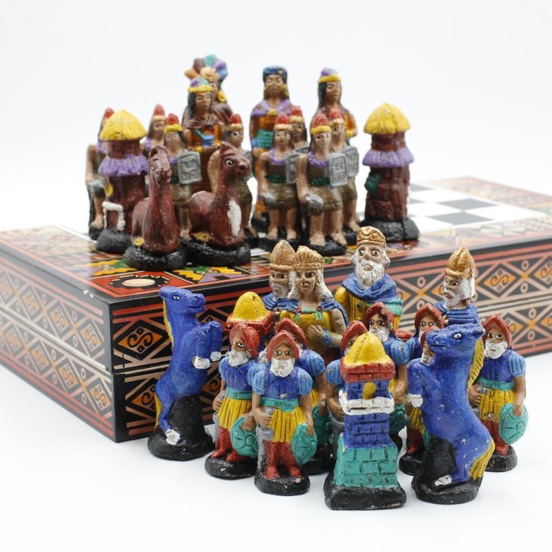 SHOW PRODUCT: Authentic, Hand-Made, Travel Size Peruvian Chess Boards-Nature's Treasures