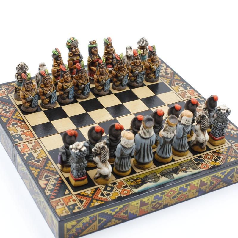 SHOW PRODUCT: Authentic, Hand-Made, Travel Size Peruvian Chess Boards-Nature's Treasures