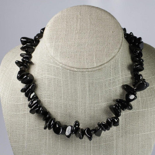 SHOW PRODUCT: Black Obsidian Chunky Chip Choker Necklace-Nature's Treasures