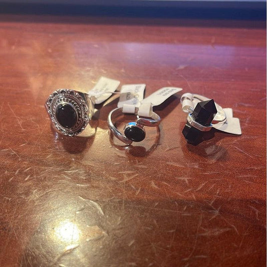 SHOW PRODUCT: Black Onyx Ring Set In .925 Sterling Silver-Nature's Treasures