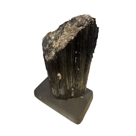 SHOW PRODUCT: Black Tourmaline Specimen on Custom Wooden Stand-Nature's Treasures
