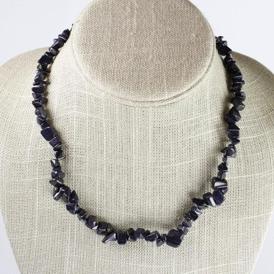 SHOW PRODUCT: Blue Goldstone Chip Necklace Choker-Nature's Treasures