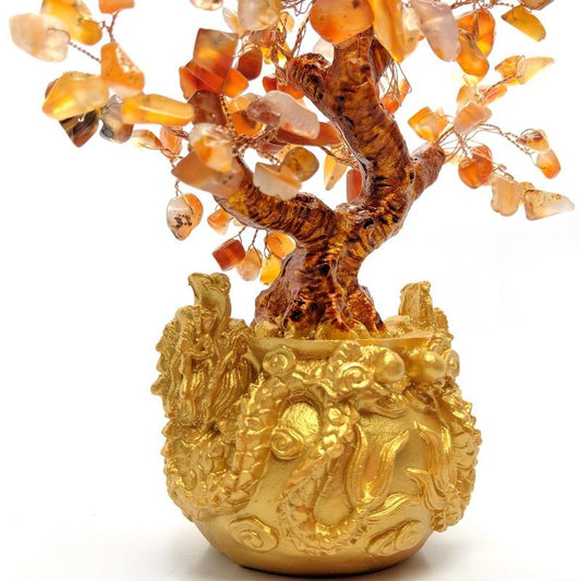 SHOW PRODUCT: Carnelian Bonsai Dragon Base Tree of Life-Nature's Treasures