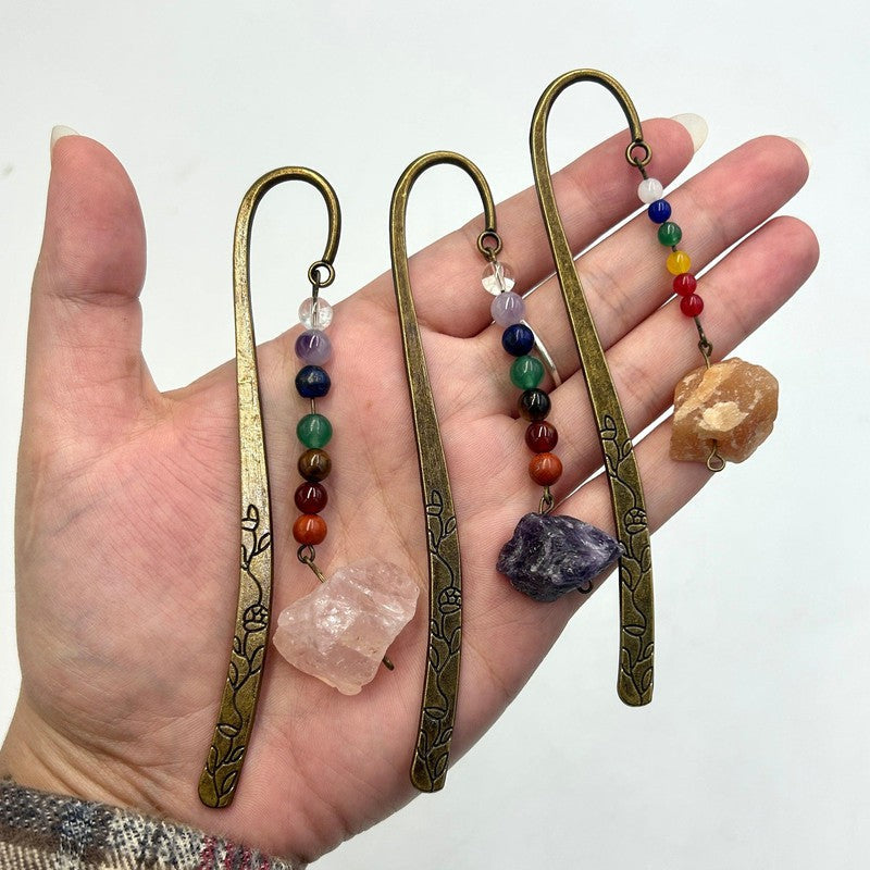 Chakra Gemstone Metal Bookmarks || Book Lover's