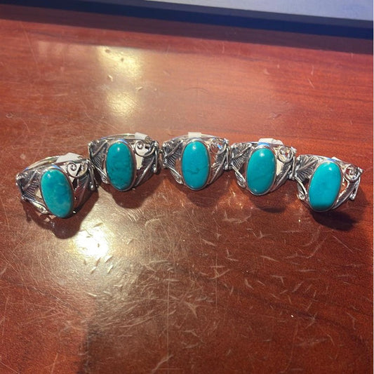 SHOW PRODUCT: Chrysocolla Ring Set In .925 Sterling Silver-Nature's Treasures