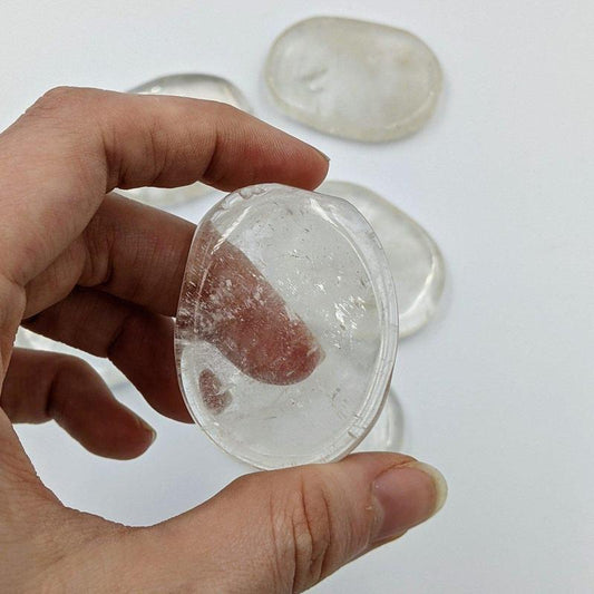 SHOW PRODUCT: Clear Quartz Flat Palm Stones-Nature's Treasures
