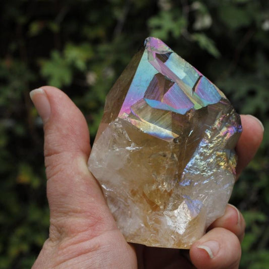 SHOW PRODUCT: Half Polished Titanium Aura Amethyst Points-Nature's Treasures