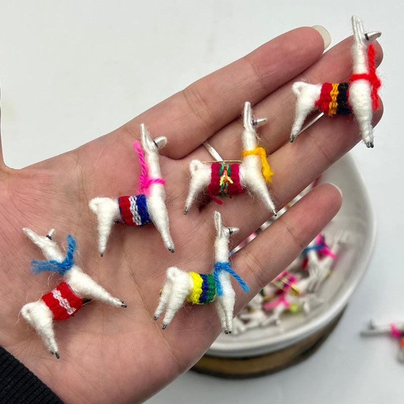 Hand Made Festive Yarn Llama Pins || Multi-Colors Accessories-Nature's Treasures