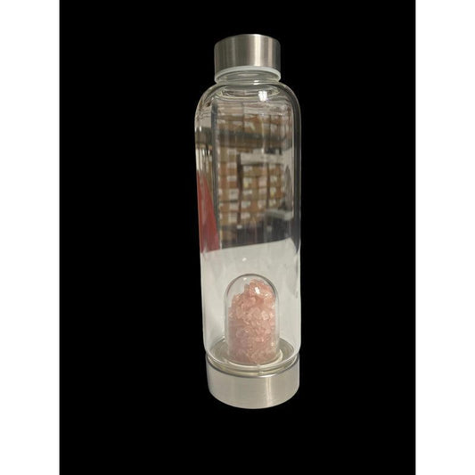 SHOW PRODUCT: Indirect Crystal Infusion Glass Water Bottle w/ Travel Sleeve-Nature's Treasures