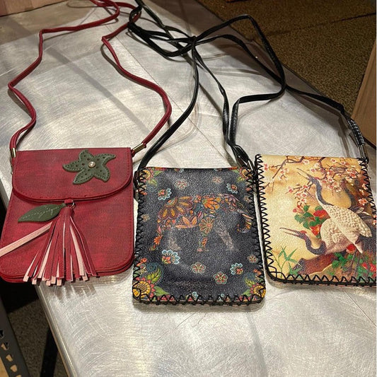 SHOW PRODUCT: "Leather" Travel Wallet - Over the Shoulder, Standard Clutch, and Coin Purse Style w/ Various Patterns-Nature's Treasures