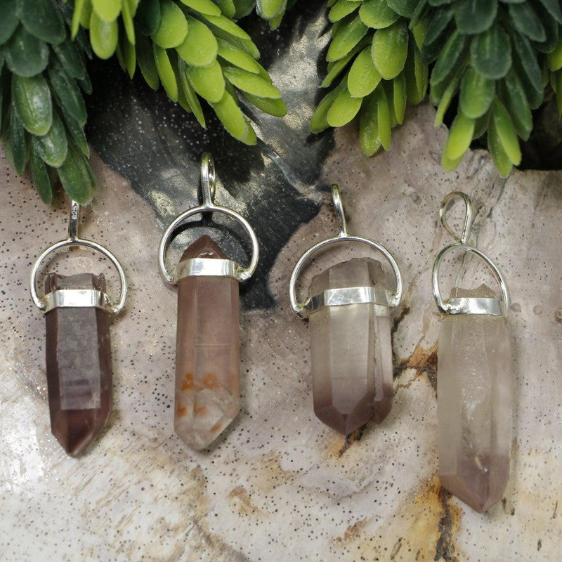 Natural Lithium Quartz Point Pendants || .925 Sterling Silver