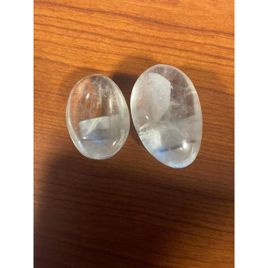 SHOW PRODUCT: Medium Clear Quartz Galette Palm Stone-Nature's Treasures