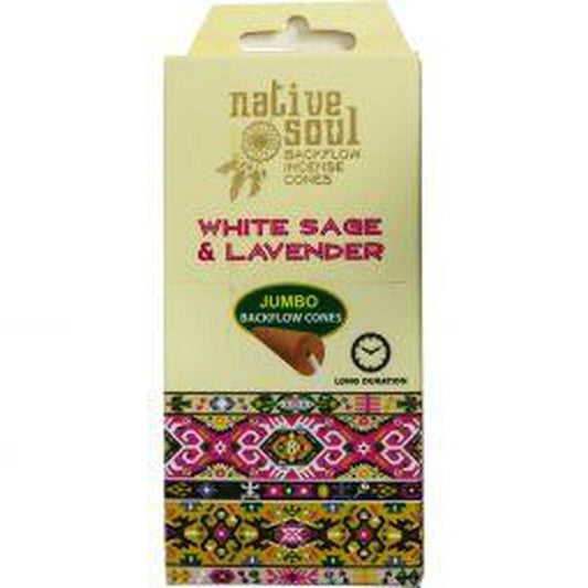 SHOW PRODUCT: Native Soul Collection | White Sage & Lavender Jumbo Backflow Incense Cones-Nature's Treasures