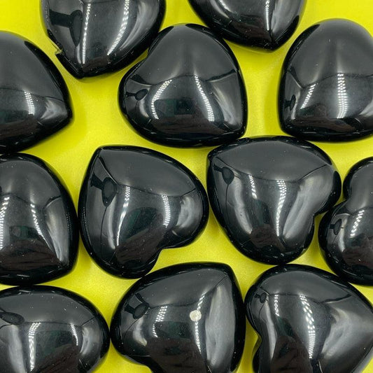 SHOW PRODUCT: Natural Black Obsidian Pocket Hearts 30 MM-Nature's Treasures