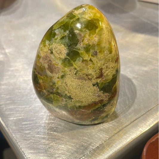 SHOW PRODUCT: Natural Polished Green Opal Free Form w/ Cut Base-Nature's Treasures