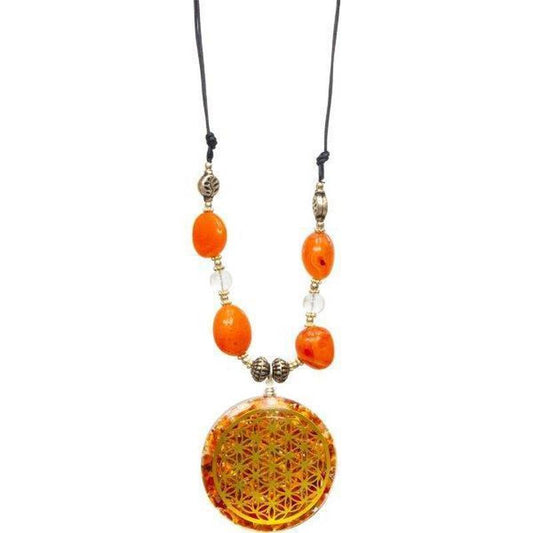 SHOW PRODUCT: Orgonite Necklace Carnelian - Flower of Life-Nature's Treasures