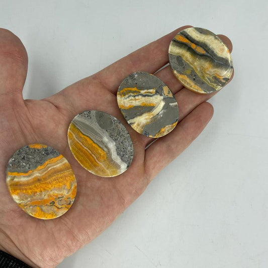 SHOW PRODUCT: Polished Bumble Bee Jasper Palm Stone-Nature's Treasures