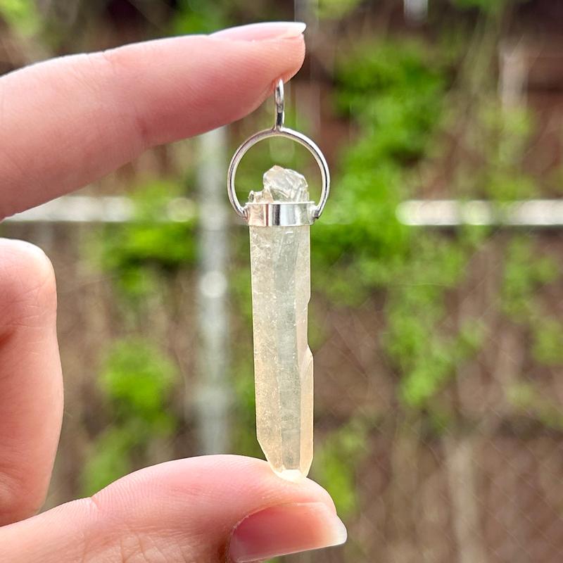 SHOW PRODUCT- Rough Golden Lemurian Quartz Pendants|| .925 Sterling Silver-Nature's Treasures