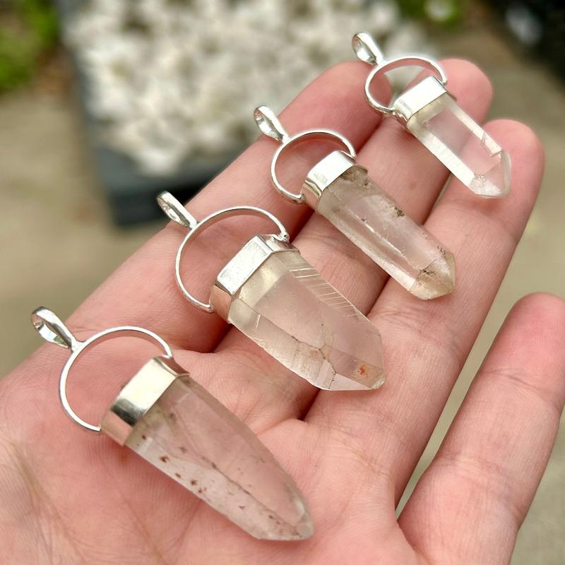 SHOW PRODUCT- Rough Lemurian Seed Quartz Point Pendant || .925 Sterling Silver \-Nature's Treasures