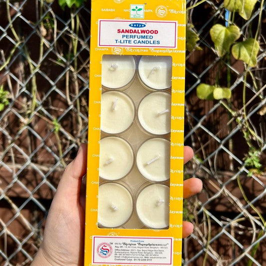 SHOW PRODUCT - Satya Sai Baba Perfumed Tea Light Candles || Sandalwood-Nature's Treasures