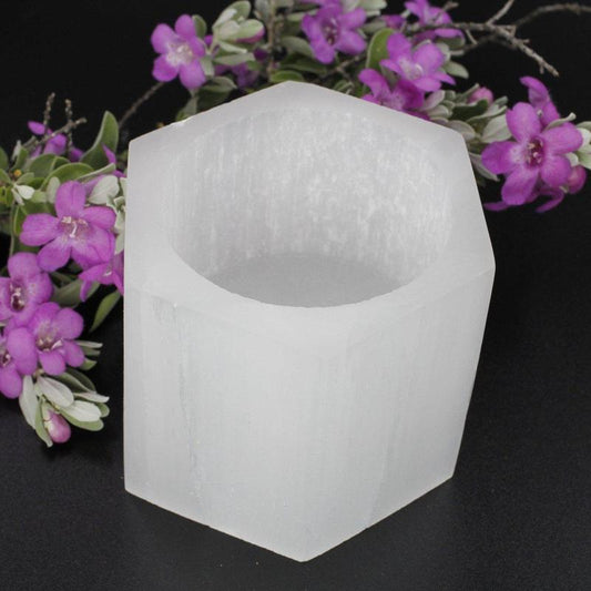 SHOW PRODUCT: Selenite Hexagon Candle Holder-Nature's Treasures